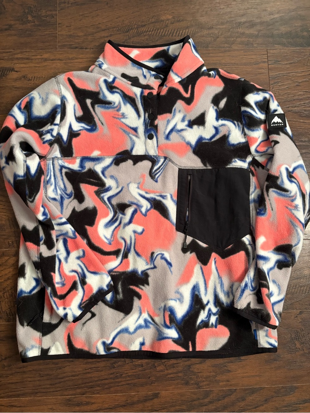 Burton Women's Abstract Fleece Pullover - Coral, Black, Gray, Blue, White